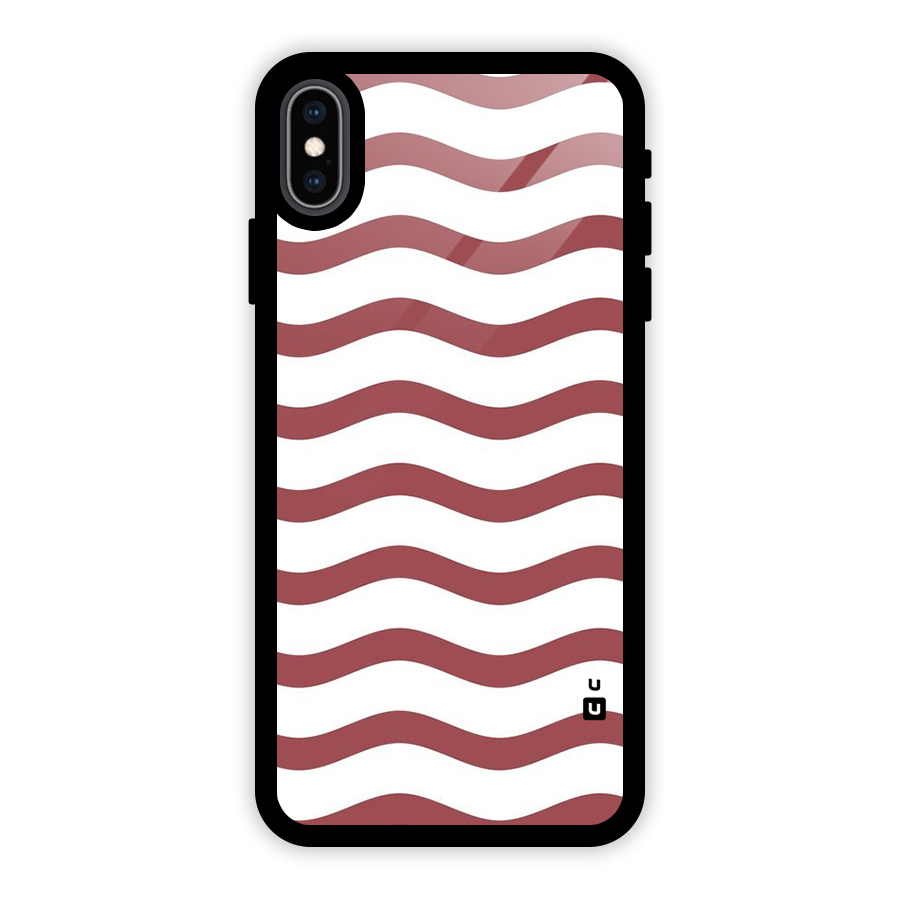 Flowing Stripes Red White Glass Back Case for iPhone XS Max