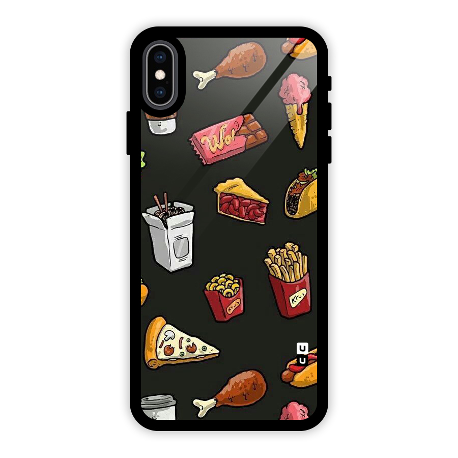 Foodie Pattern Glass Back Case for iPhone XS Max