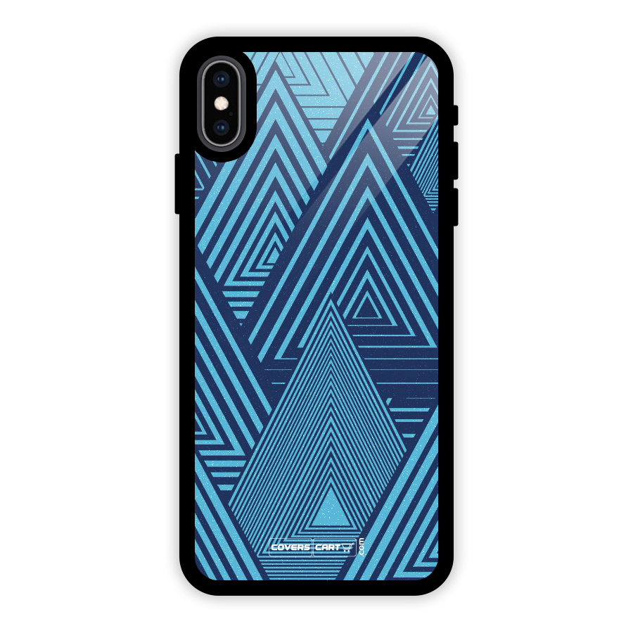 Geometric Blue Print Glass Back Case for iPhone XS Max