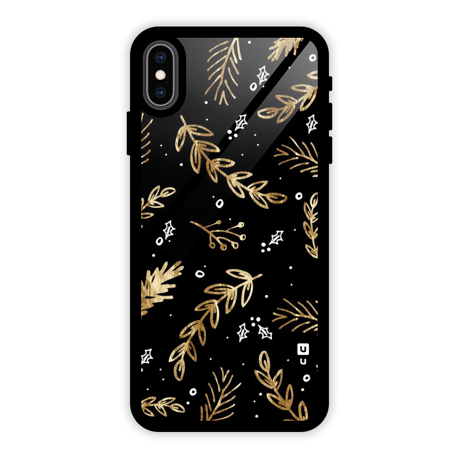 Gold Palm Leaves Glass Back Case for iPhone XS Max