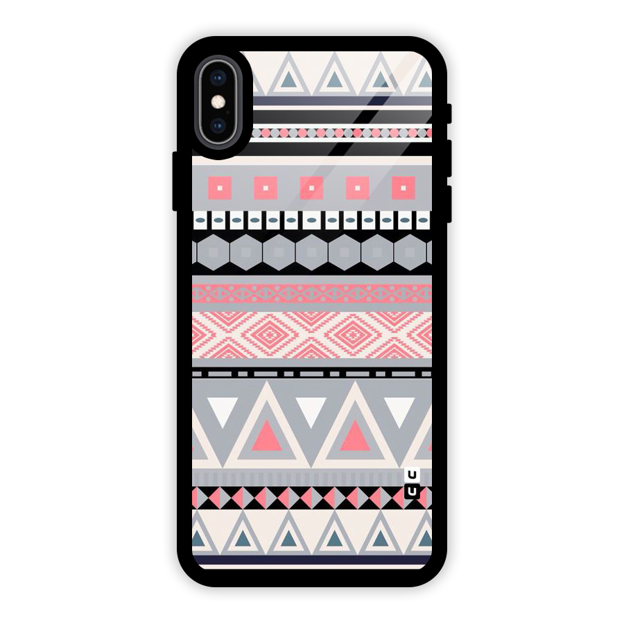 Grey Pink Pattern Glass Back Case for iPhone XS Max