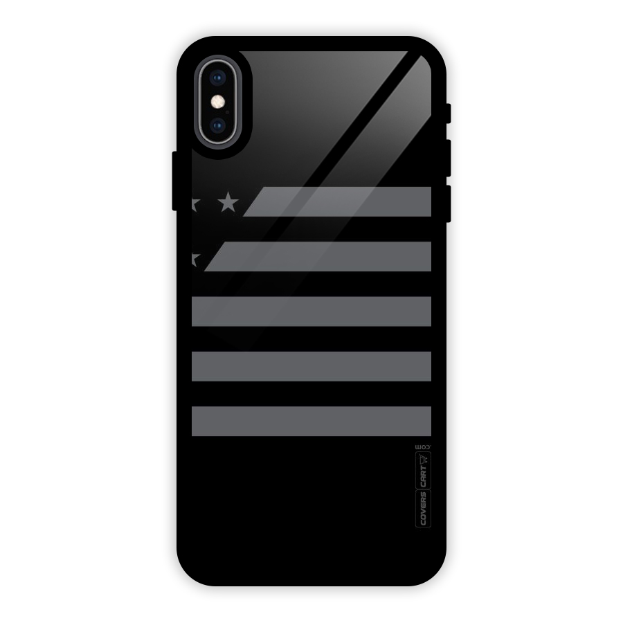 Grey Star Striped Pattern Glass Back Case for iPhone XS Max