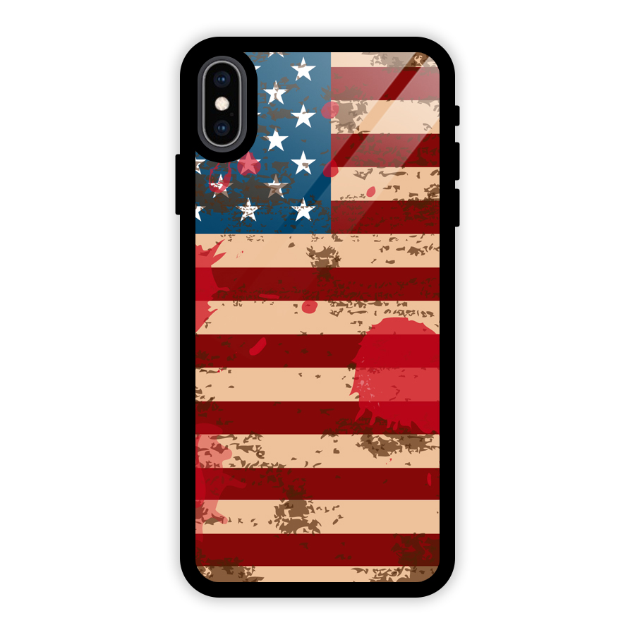 Grunge USA Flag Glass Back Case for iPhone XS Max