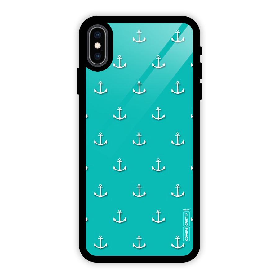 Light Blue Anchor Glass Back Case for iPhone XS Max