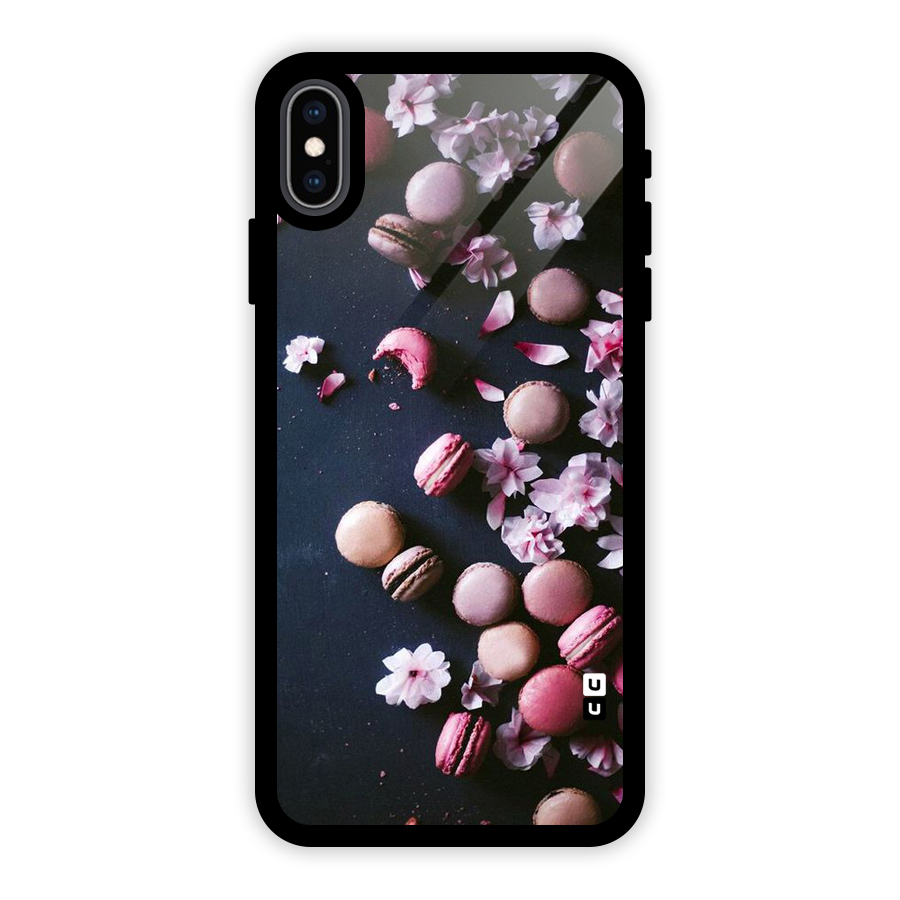 Macaroons And Cheery Blossoms Glass Back Case for iPhone XS Max