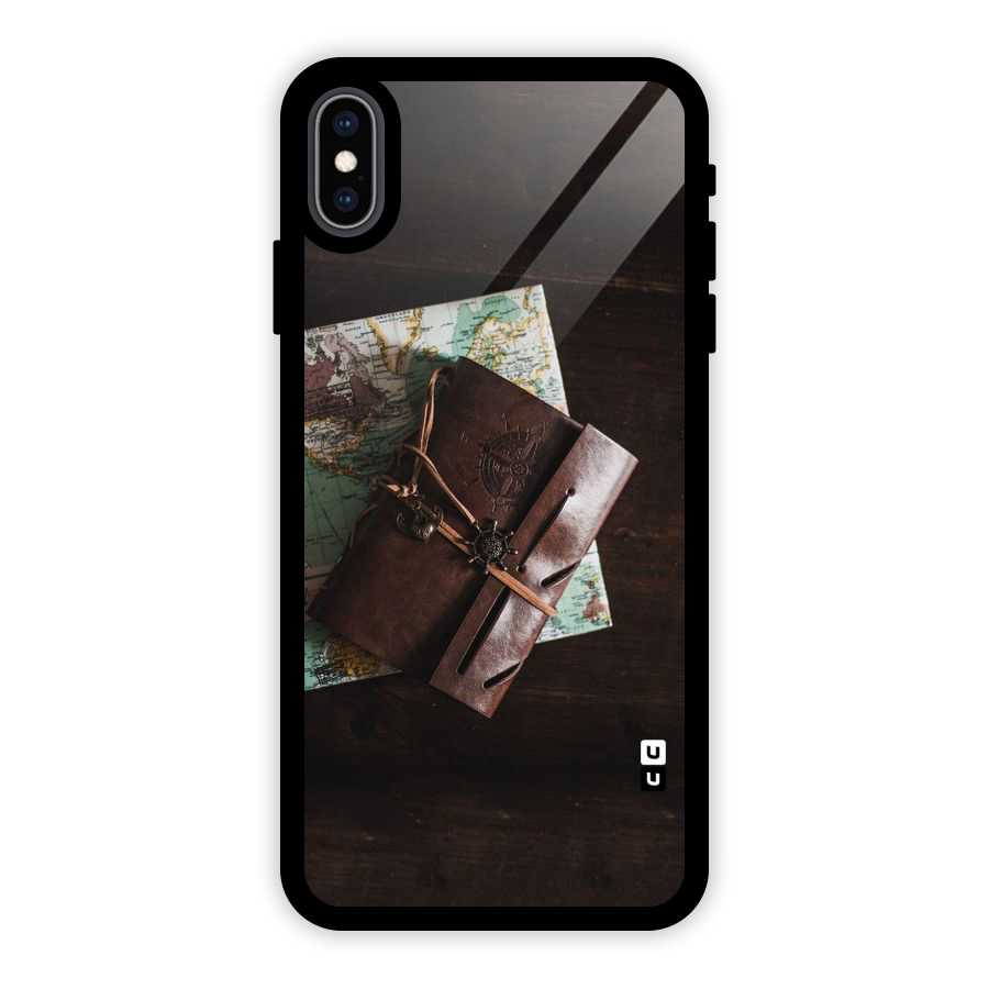 Map Journal Glass Back Case for iPhone XS Max