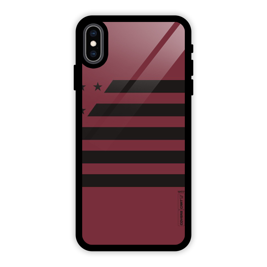 Maroon Star Striped Glass Back Case for iPhone XS Max
