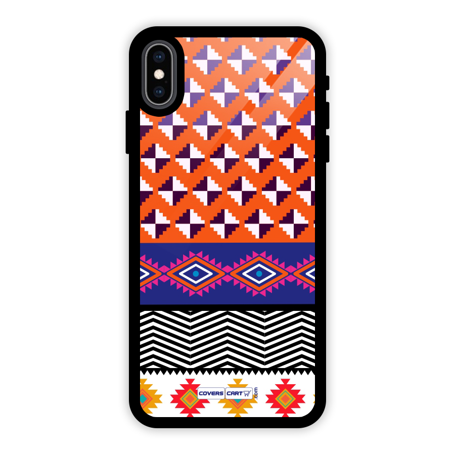 Mixed Pattern Aztec Glass Back Case for iPhone XS Max