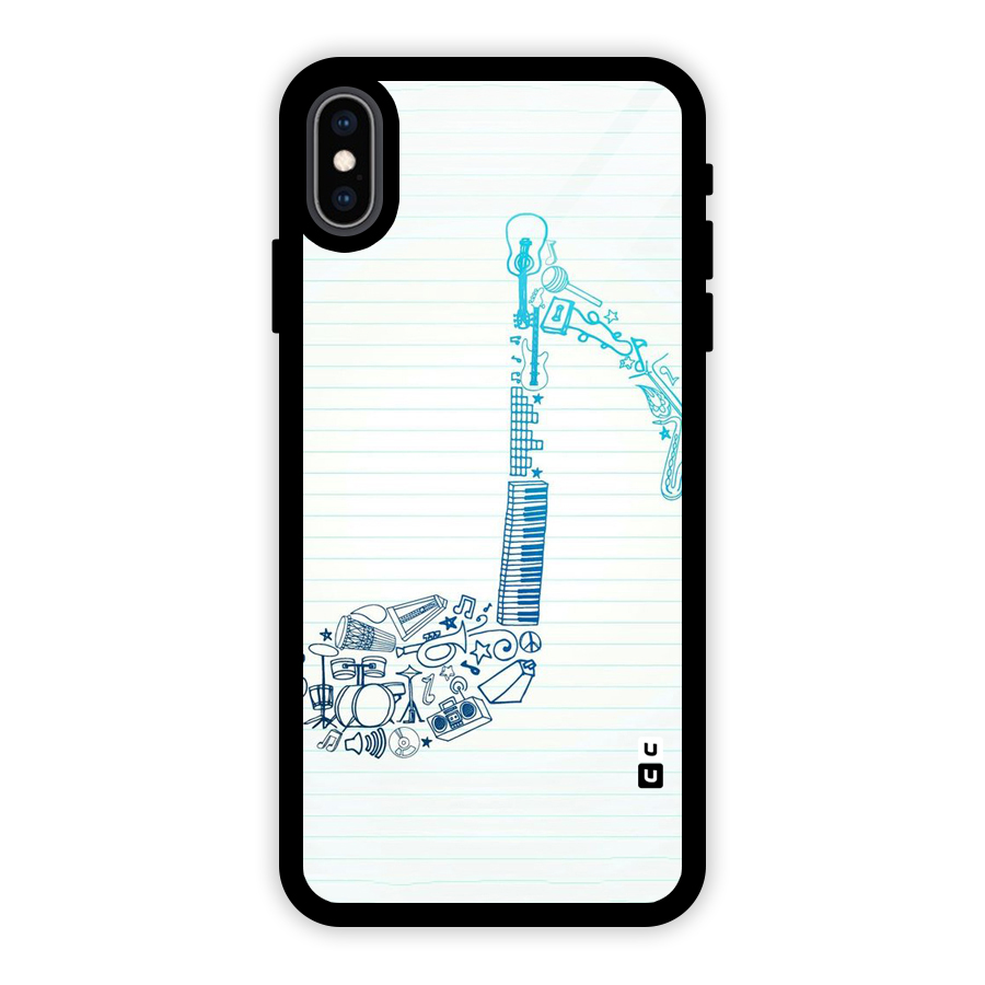 Music Note Design Glass Back Case for iPhone XS Max