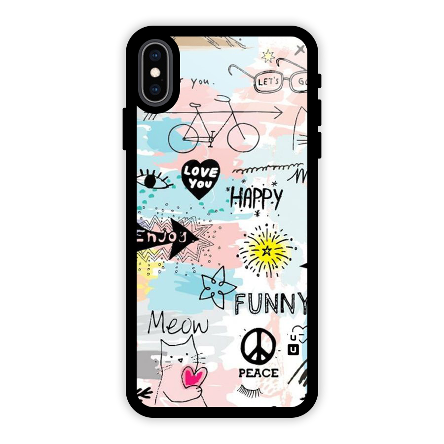 Peace And Funny Glass Back Case for iPhone XS Max