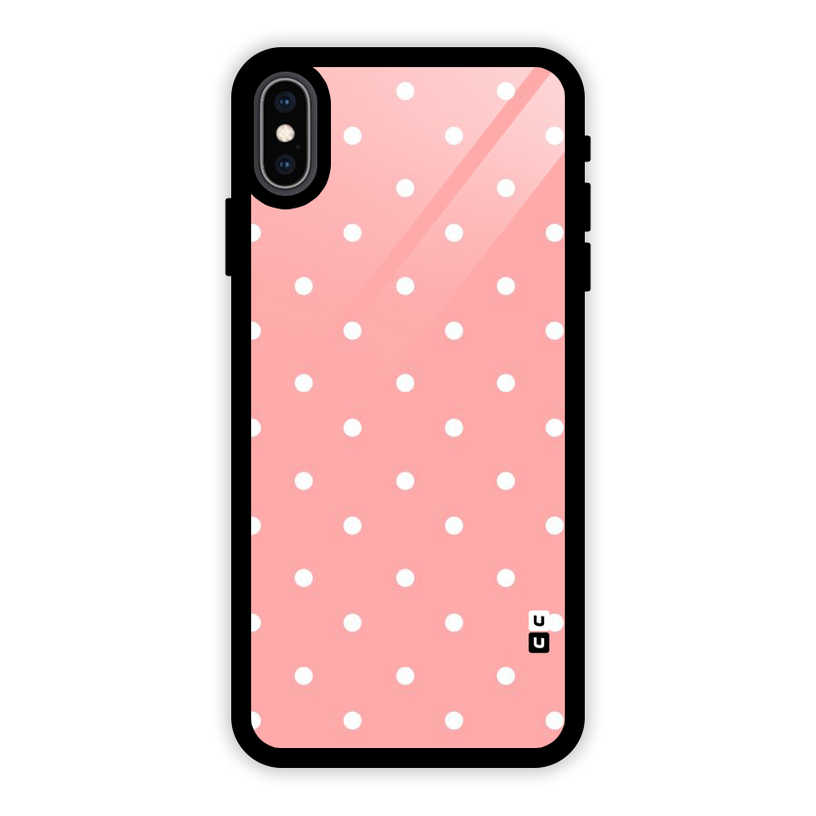 Peach Polka Pattern Glass Back Case for iPhone XS Max