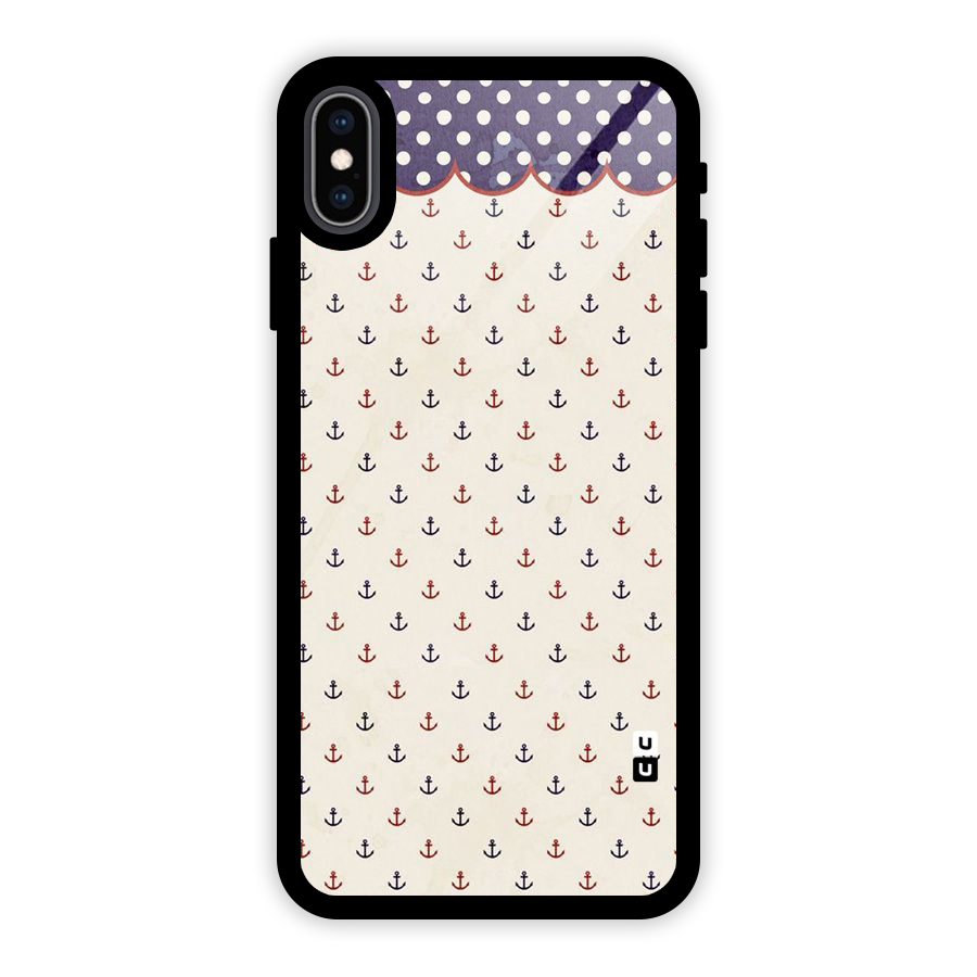 Polka Anchor Glass Back Case for iPhone XS Max