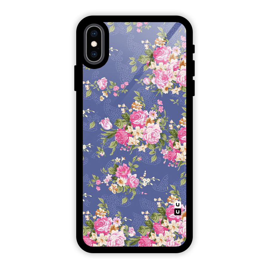 Purple Pink Floral Glass Back Case for iPhone XS Max