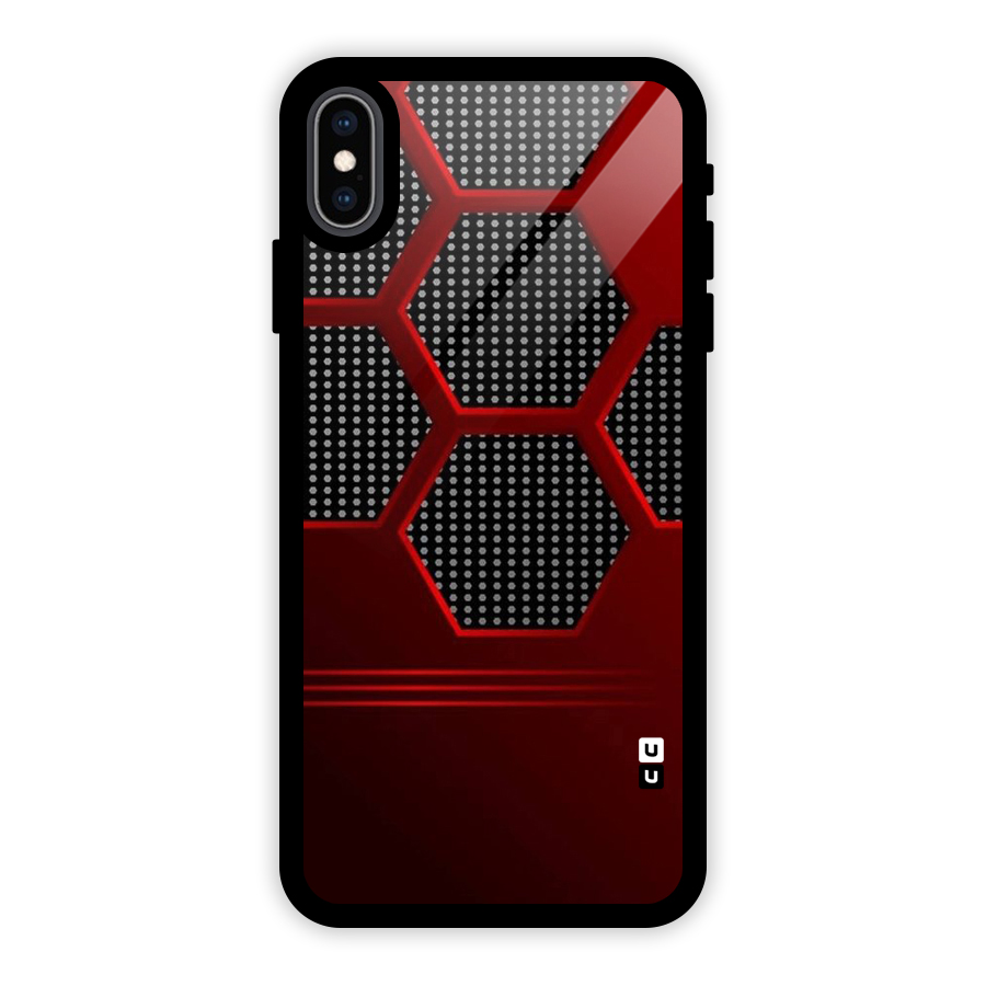 Red Black Hexagons Glass Back Case for iPhone XS Max