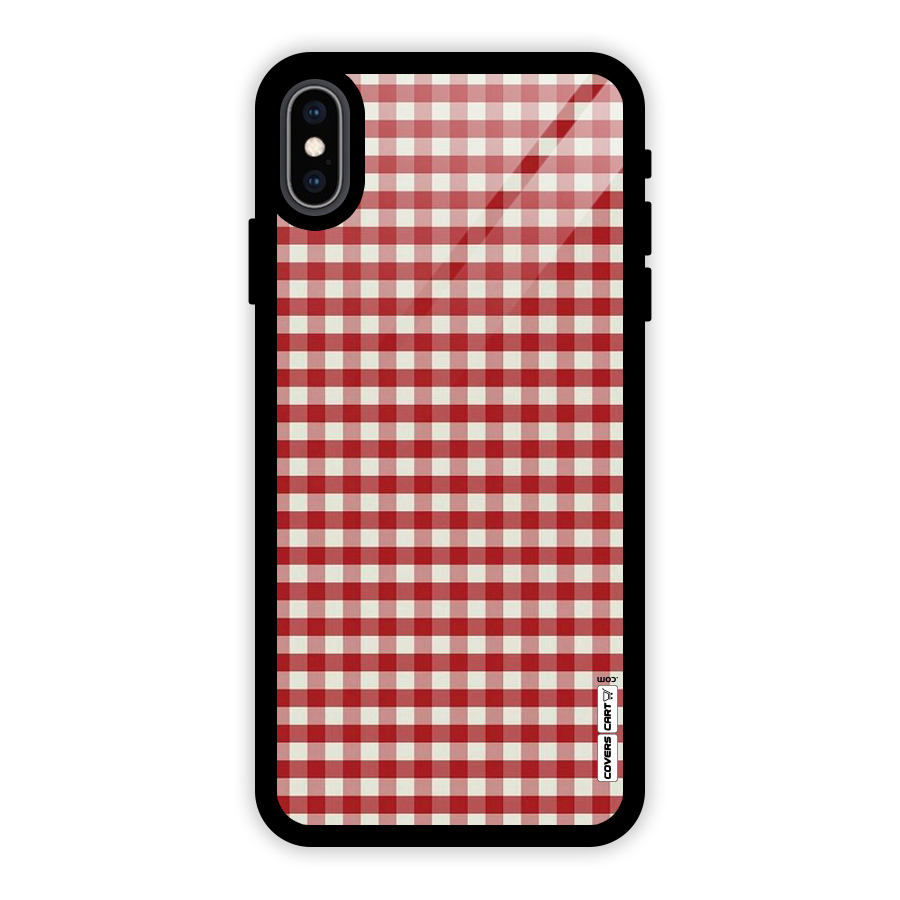 Red White Check Glass Back Case for iPhone XS Max
