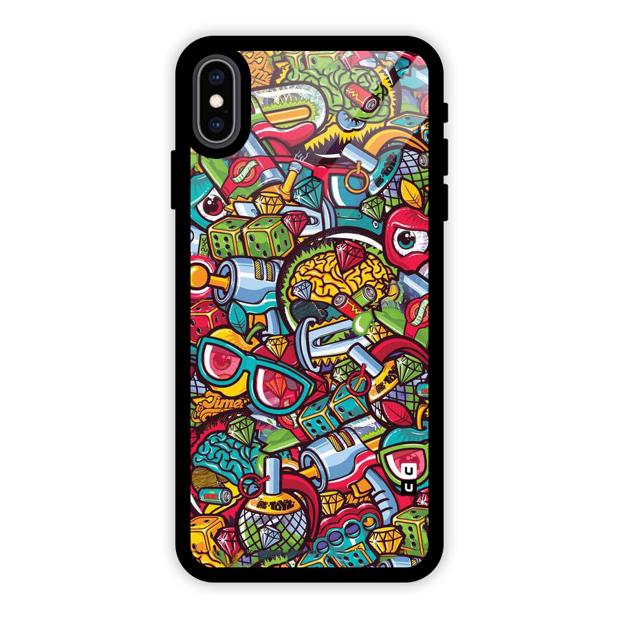 Retro Diamond Design Glass Back Case for iPhone XS Max