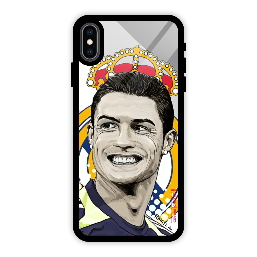 Ronaldo Madrid King Glass Back Case for iPhone XS Max