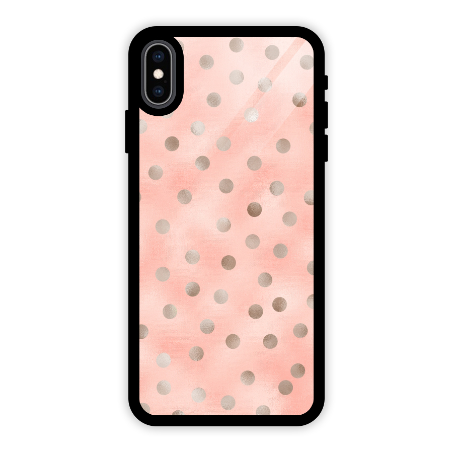 RoseGold Polka Dots Glass Back Case for iPhone XS Max
