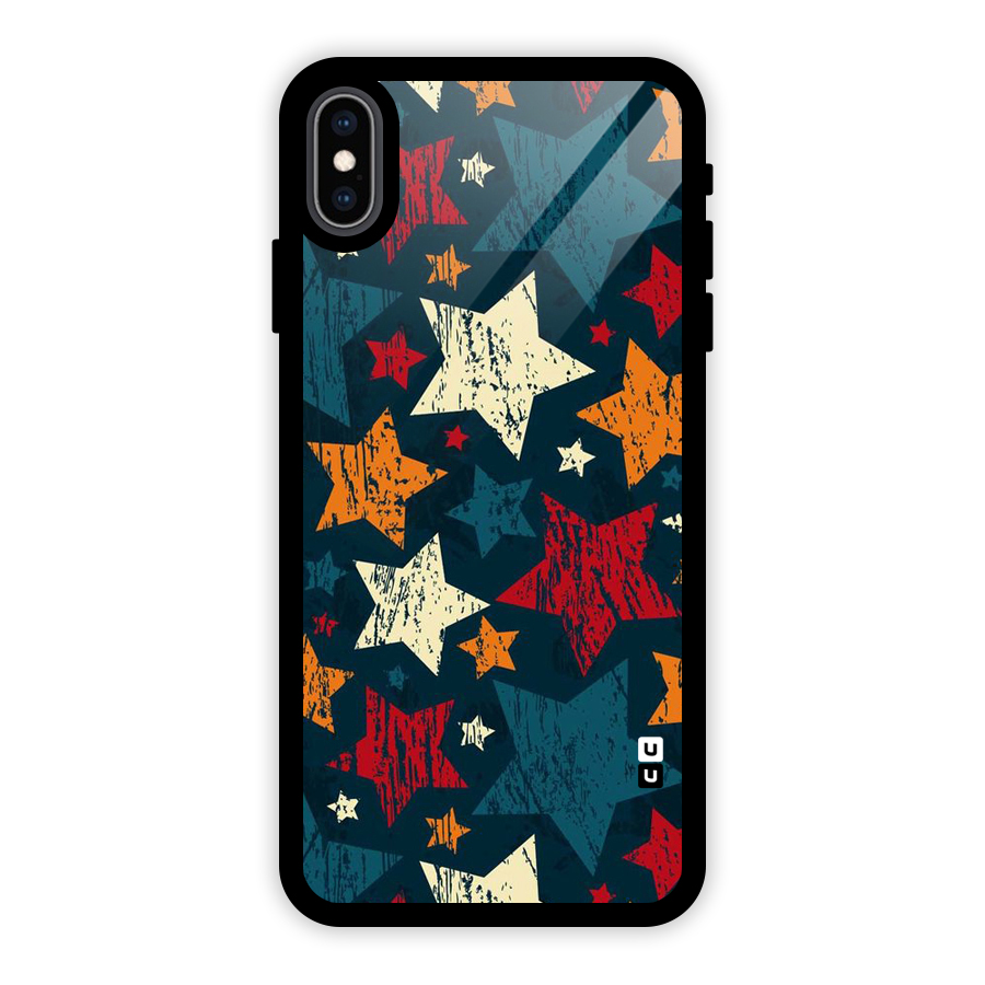 Rugged Star Design Glass Back Case for iPhone XS Max