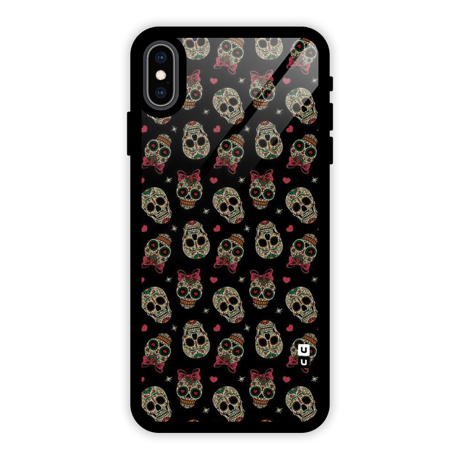 Skull Pattern Glass Back Case for iPhone XS Max