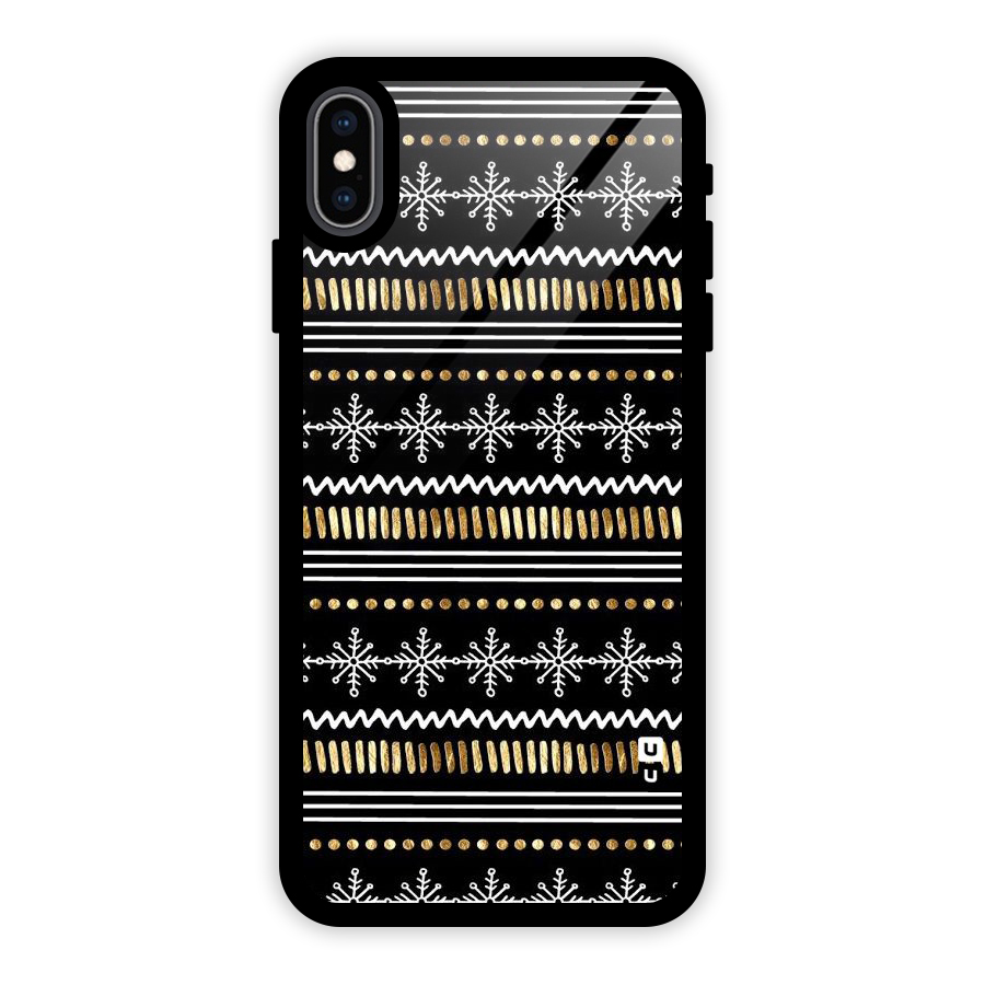 Snowflakes Gold Glass Back Case for iPhone XS Max