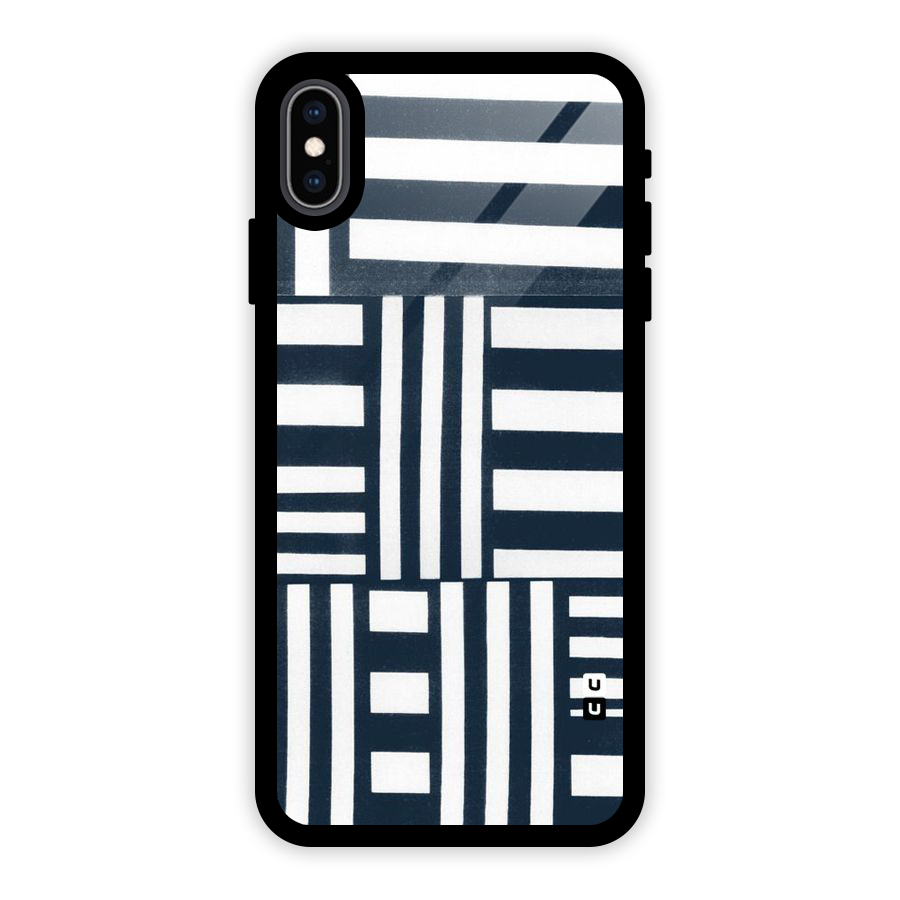 Square  Stripes Glass Back Case for iPhone XS Max