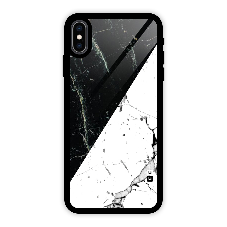 Stylish Diagonal Marble Glass Back Case for iPhone XS Max