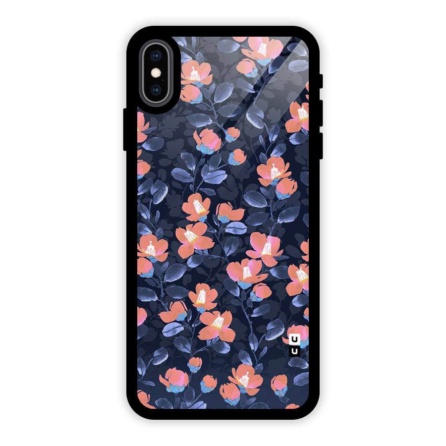 Tiny Peach Flowers Glass Back Case for iPhone XS Max