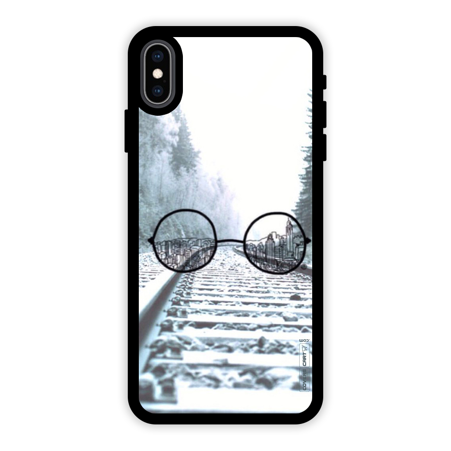 Tracks And Specs Glass Back Case for iPhone XS Max