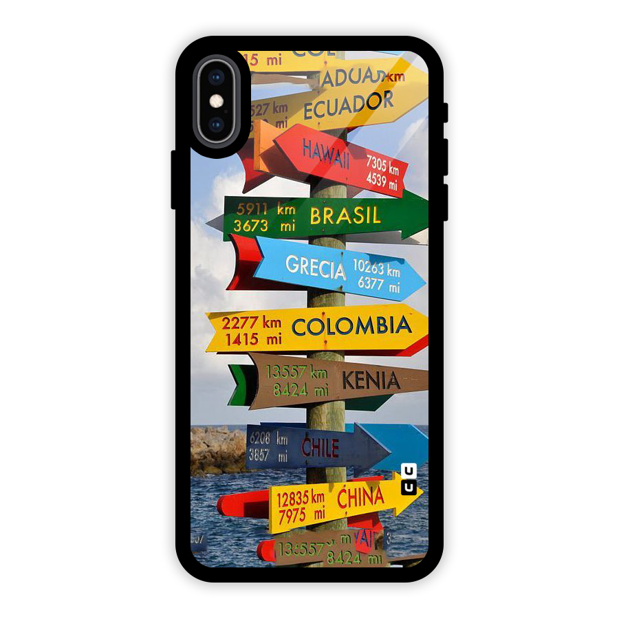 Travel Directions Glass Back Case for iPhone XS Max