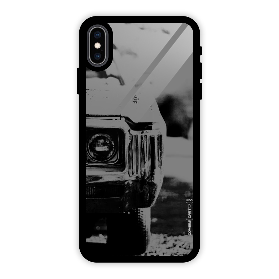 Vintage Car Black and White Glass Back Case for iPhone XS Max