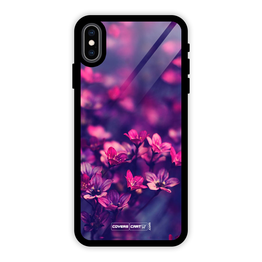 Violet Floral Glass Back Case for iPhone XS Max