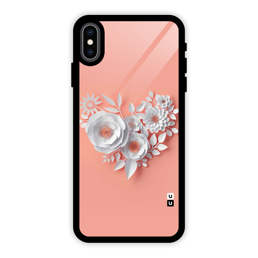 White Paper Flower Glass Back Case for iPhone XS Max