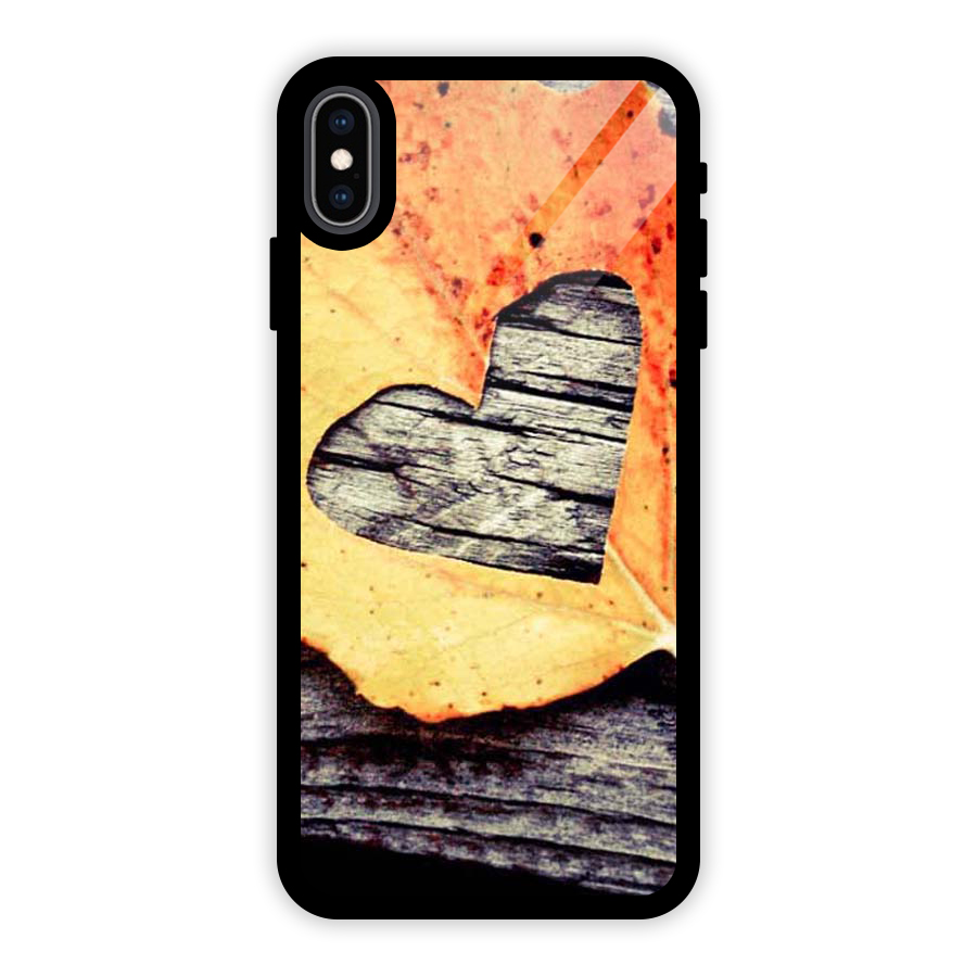 Wood Heart Leaf Glass Back Case for iPhone XS Max
