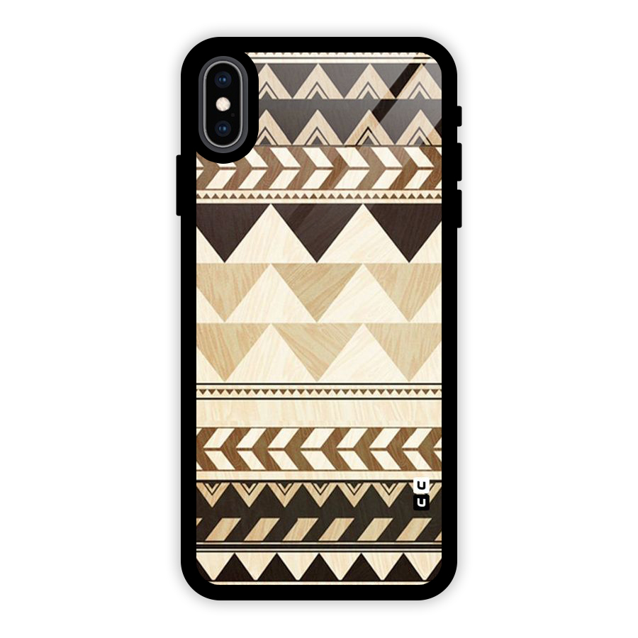 Wooden Printed Chevron Glass Back Case for iPhone XS Max