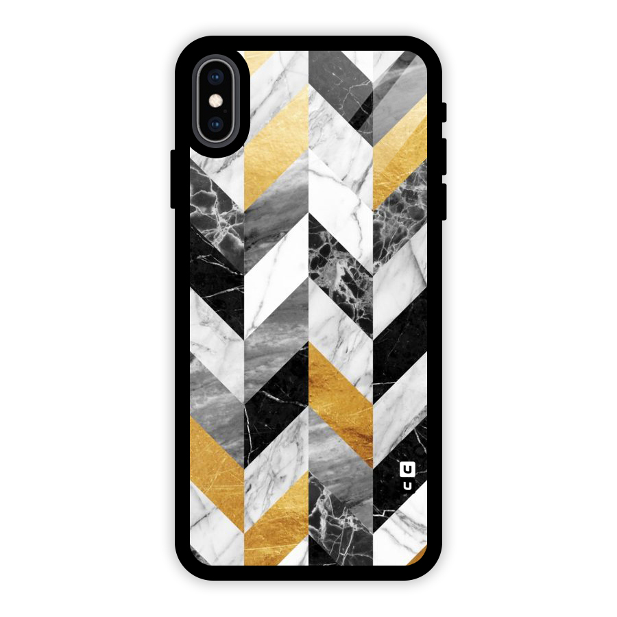 Yellow Grey Marble Glass Back Case for iPhone XS Max