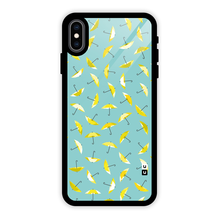 Yellow Umbrella Pattern Glass Back Case for iPhone XS Max