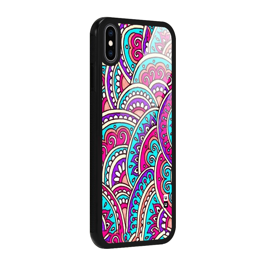 Abstract Rangoli Design Glass Back Case for iPhone XS Max
