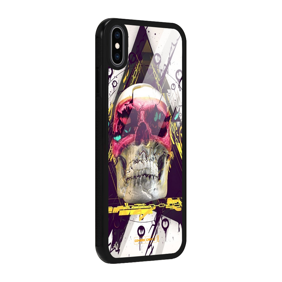 Abstract Skull Glass Back Case for iPhone XS Max