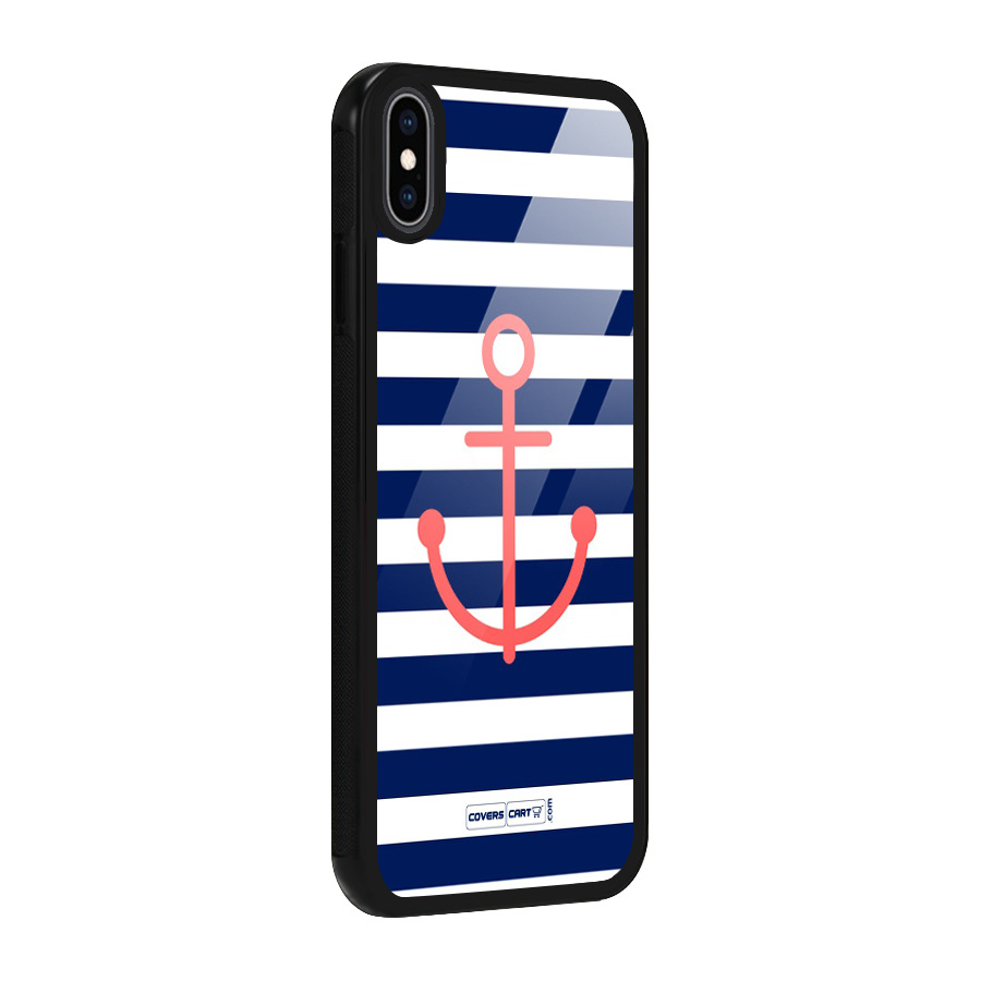 Anchor Stripes Glass Back Case for iPhone XS Max