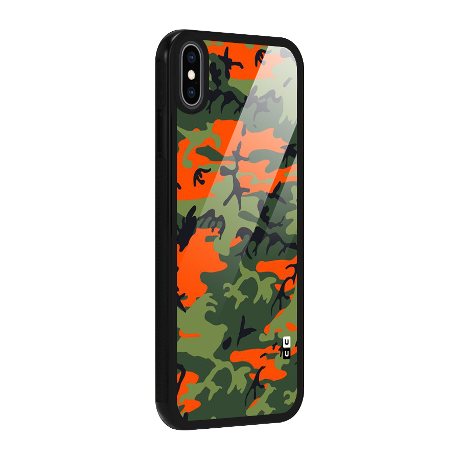 Army Pattern Glass Back Case for iPhone XS Max