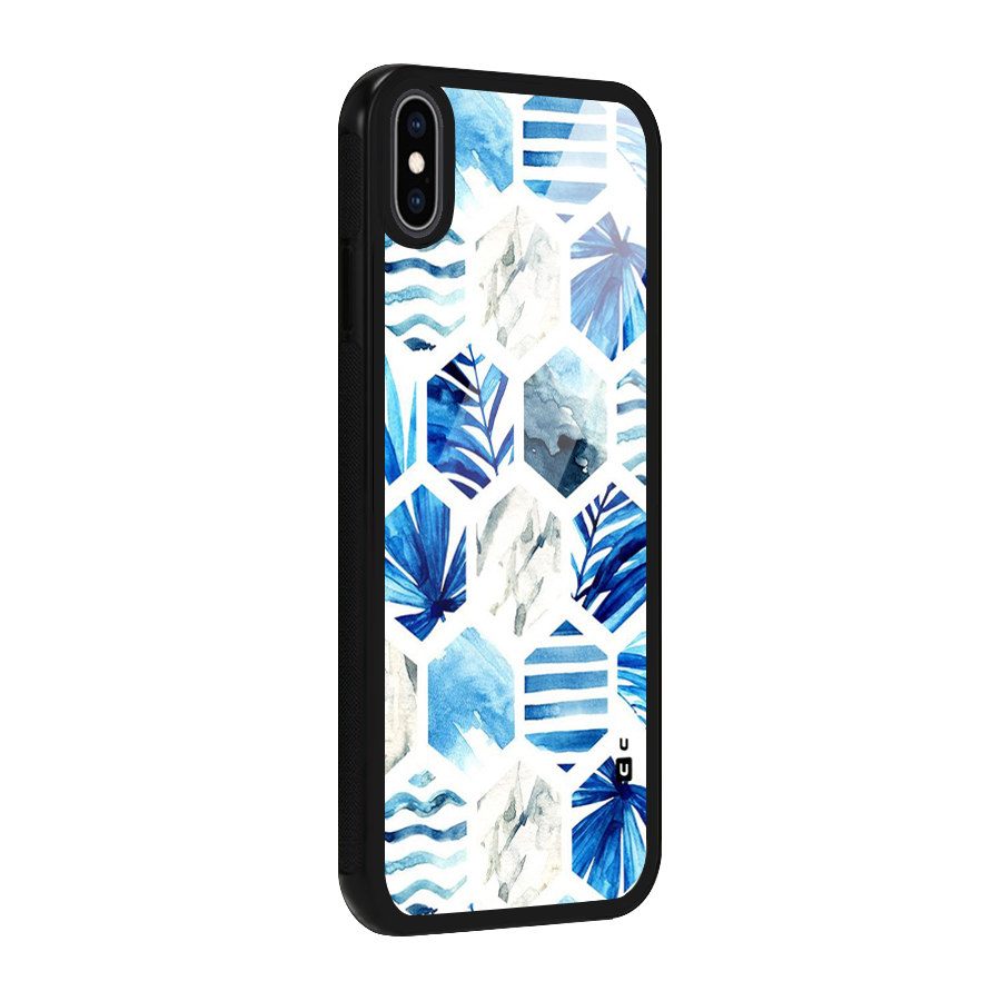 Beach Vibes Pentagon Design Glass Back Case for iPhone XS Max