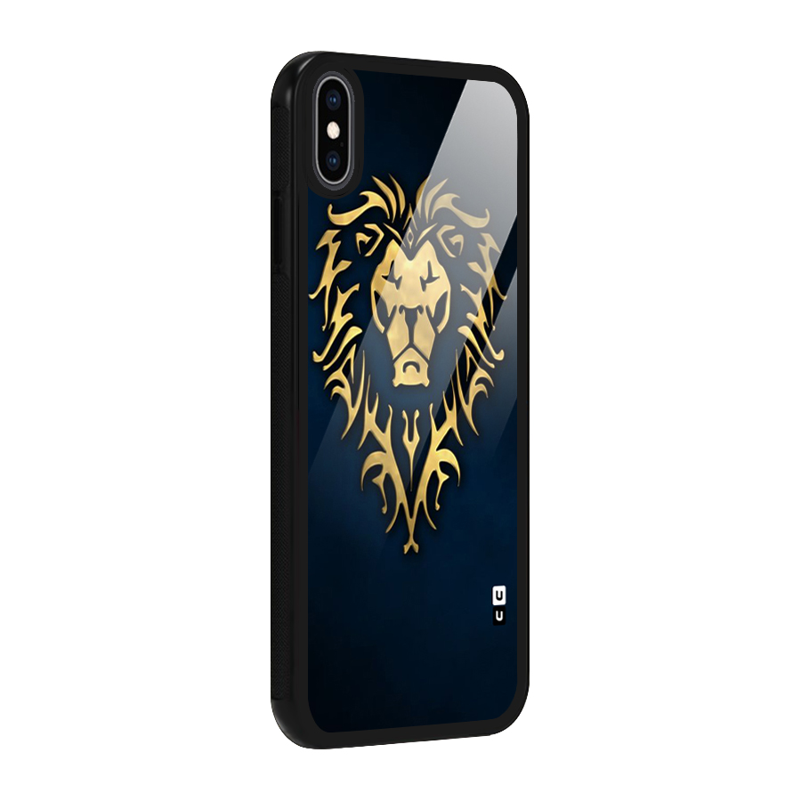 Beautiful Golden Lion Design Glass Back Case for iPhone XS Max