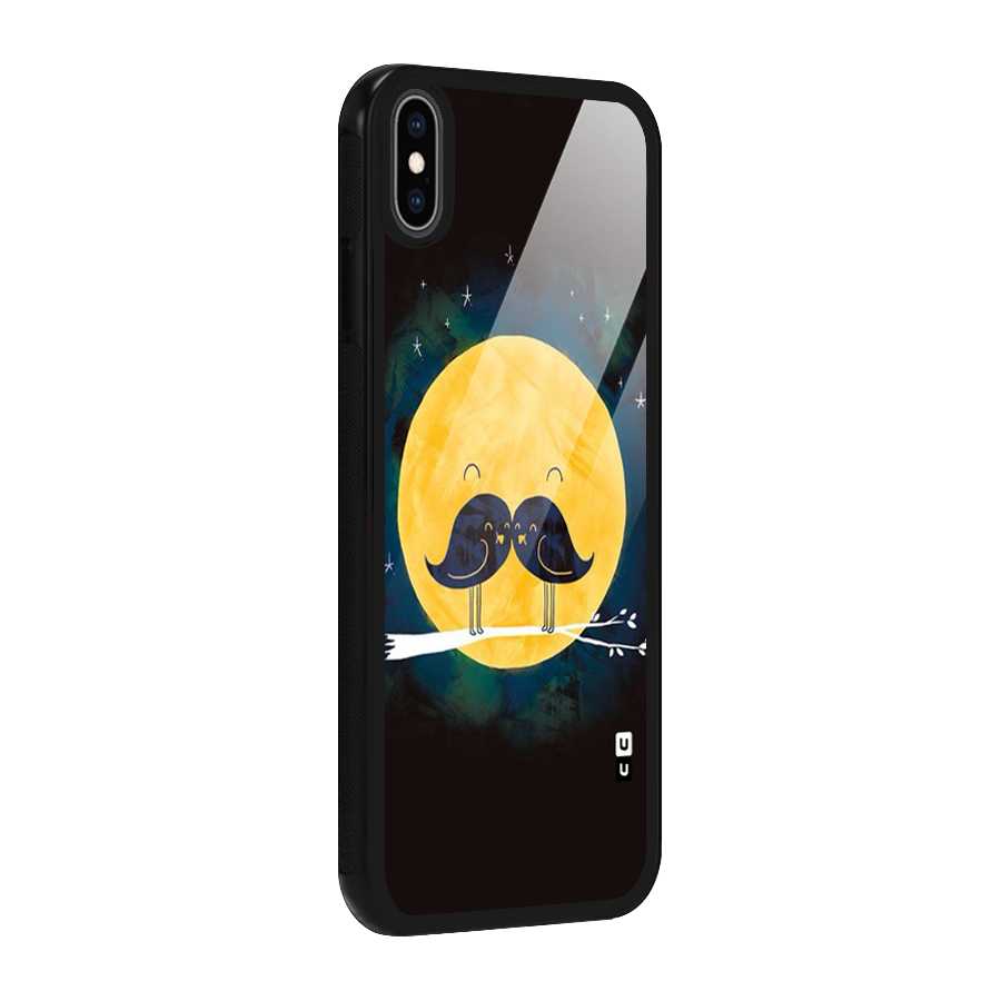 Bird Moustache Glass Back Case for iPhone XS Max