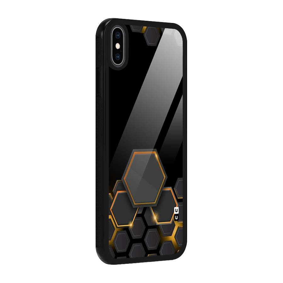 Black Gold Hexa Glass Back Case for iPhone XS Max