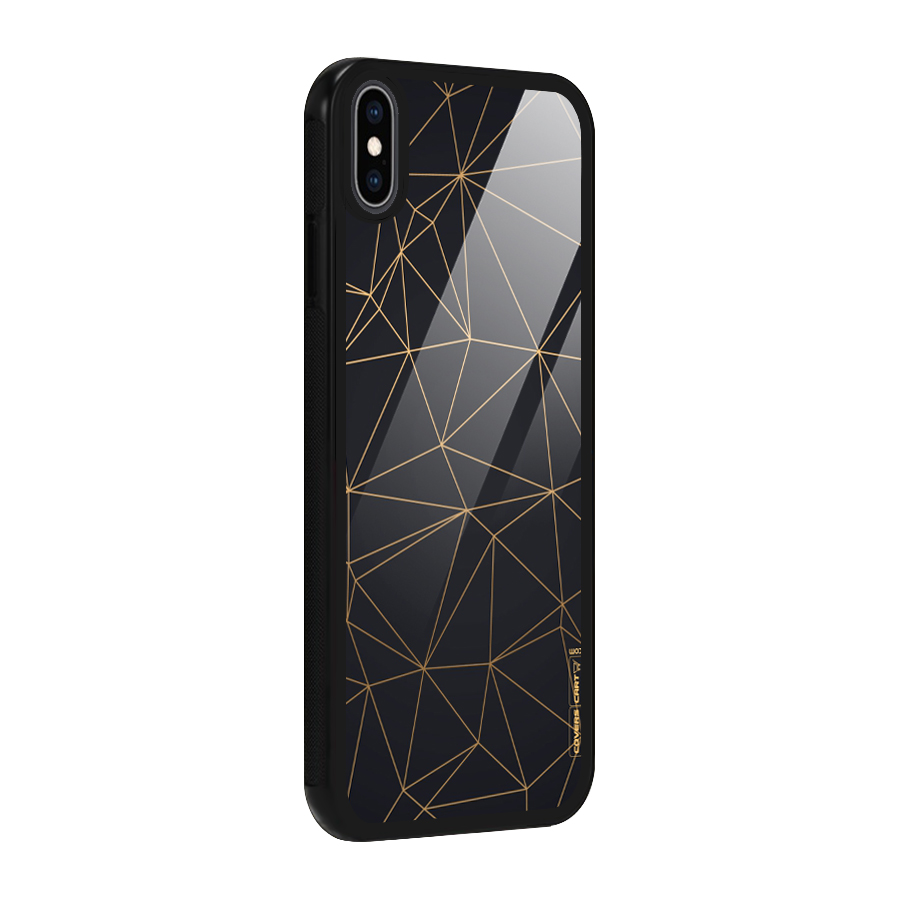 Black Golden Lines Glass Back Case for iPhone XS Max