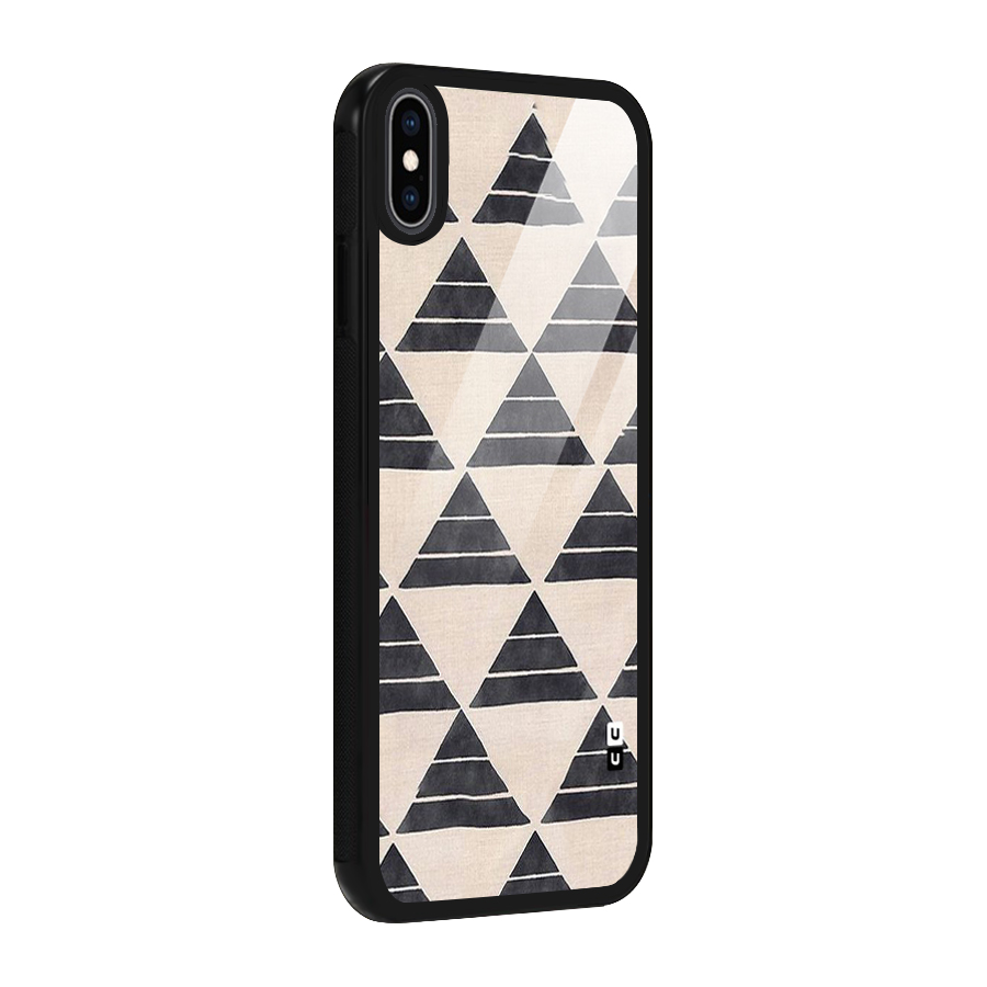 Black Slant Triangles Glass Back Case for iPhone XS Max