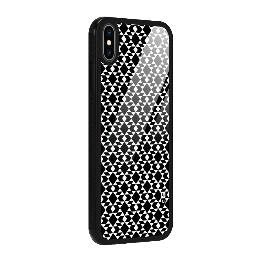 Black White Diamond Abstract Glass Back Case for iPhone XS Max