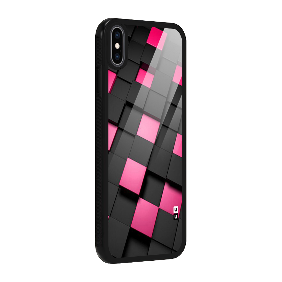 Blocks Diagonal Glass Back Case for iPhone XS Max