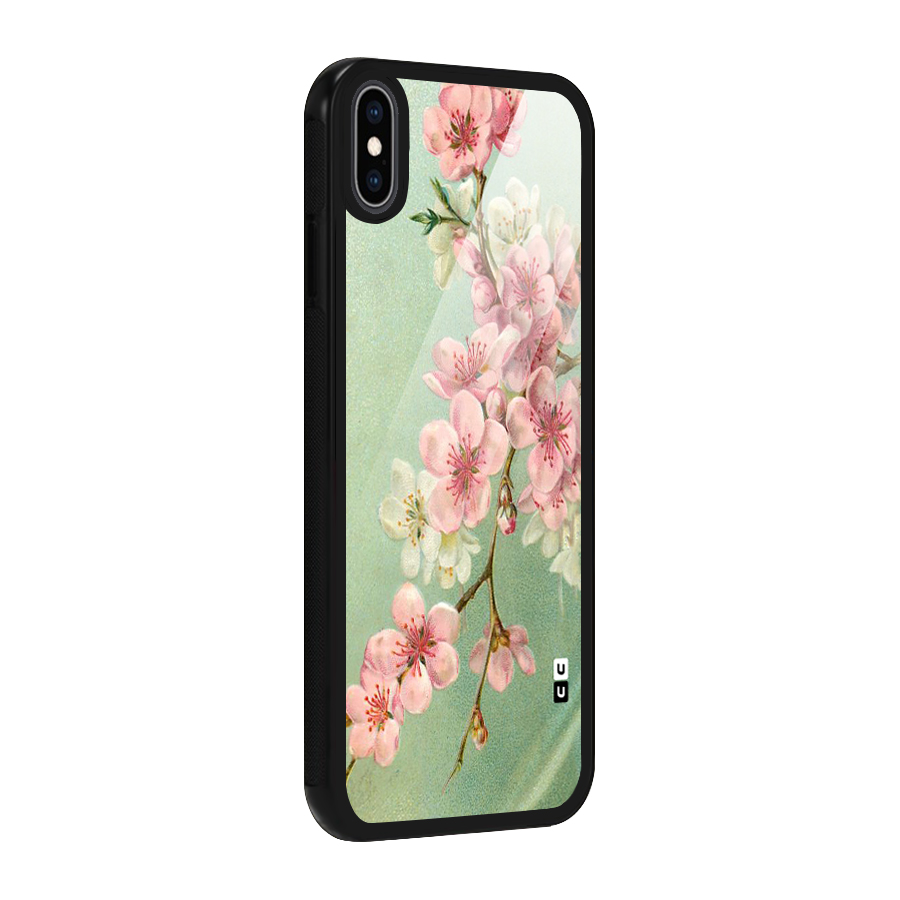 Blossom Cherry Design Glass Back Case for iPhone XS Max